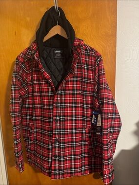 Tony Hawk Shirt Jacket Mens Medium Flannel Red Plaid